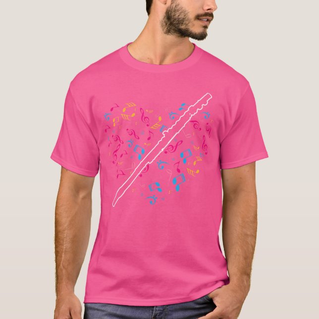 T-shirt Notes de musique cardiaque Flûte (Devant)