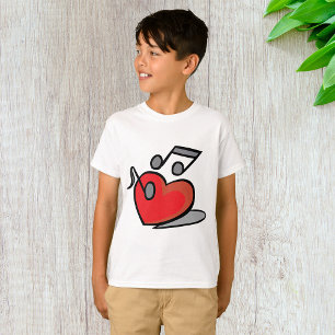 T-shirt Notes de musique chantantes à cœur rouge