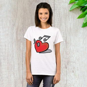 T-shirt Notes de musique chantantes cœur rouge