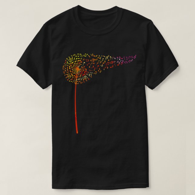 T-shirt Notes de musique Dandelion Flower For Men Women T- (Design devant)