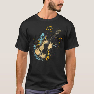 T-shirt Notes de musique de guitare en détresse - Éclabous