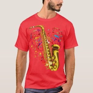 T-shirt Notes de musique de jazz Coeur Saxophoniste Saxoph