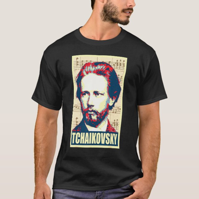 T-shirt Notes de musique de Tchaikovski Pop Art (Devant)