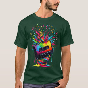 T-shirt Notes de musique des années 80 et 90 Cassetteape M
