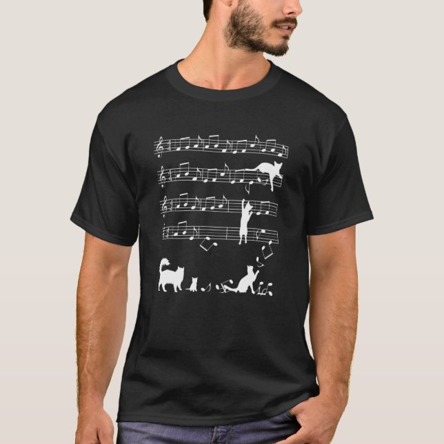 T-shirt Notes De Musique Et Chats Naughty Chats Jouer 1 (Devant)