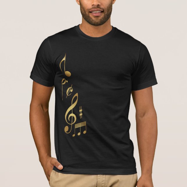 T-shirt Notes de musique métal Gold (Devant)