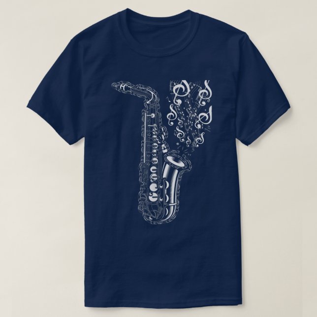 T-shirt Notes de musique saxophone Musicien d'instruments  (Design devant)