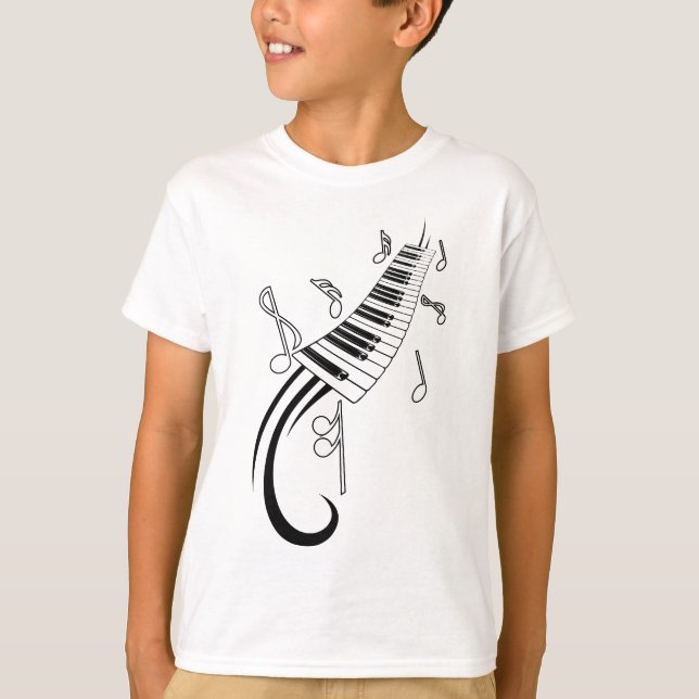 T-shirt Notes de piano et de musique (Devant)