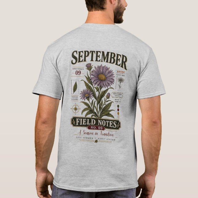 T-shirt Notes de terrain de septembre n° 09 Fleur d'aster  (Dos)