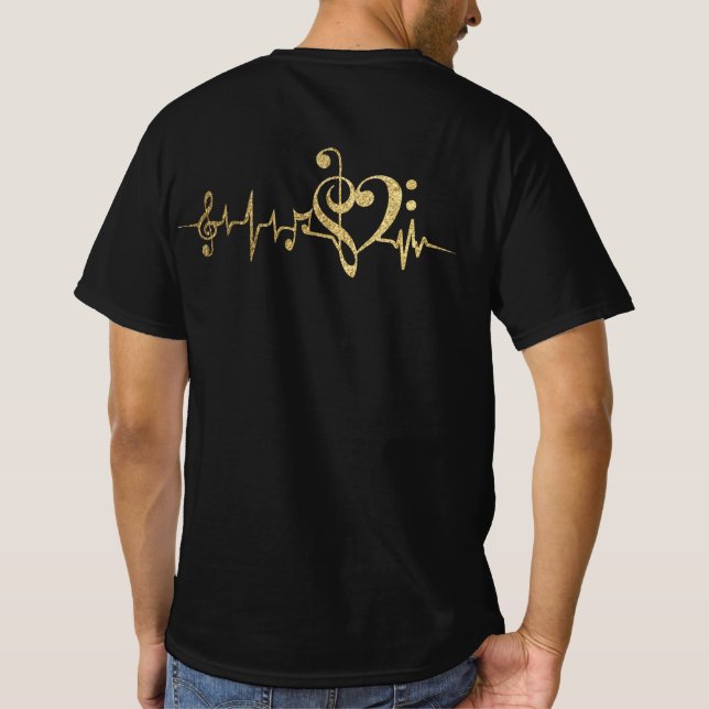 T-shirt Notes d'impulsions de musique Clé Heartbeat (Dos)