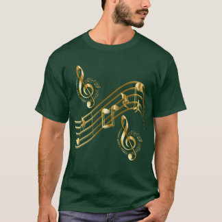 T-shirt Notes d'or de musique vintage