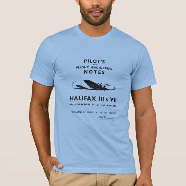 T-shirt Notes du pilote d'aéronef de Halifax (Devant)
