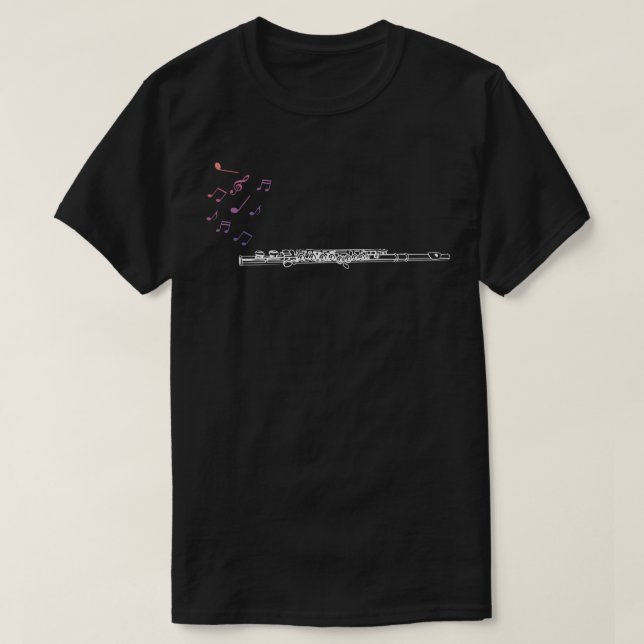 T-shirt Notes Music Sheet Transverse Flute  (Design devant)