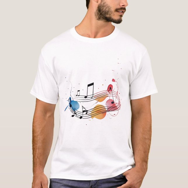 T-shirt Notes musicales avec Linework et Sous (Devant)