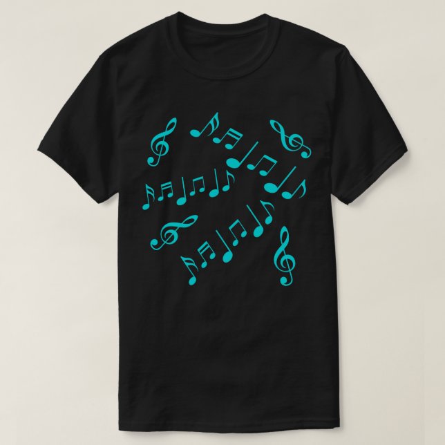 T-shirt Notes musicales bleues (Design devant)