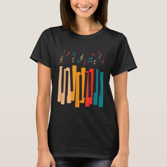 T-shirt Notes musicales Clavier coloré Piano Player Musiqu (Devant)