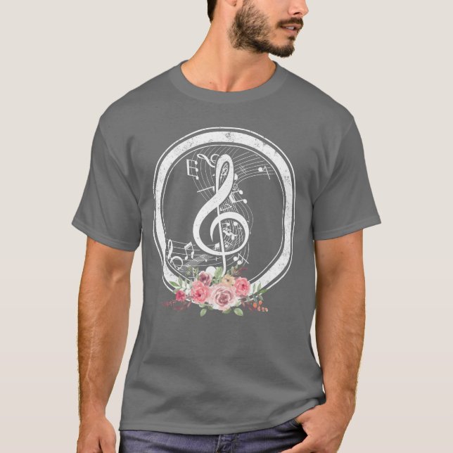 T-shirt Notes musicales Clef Floralee vintage (Devant)