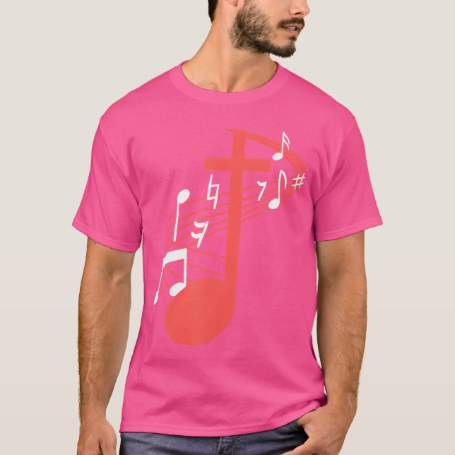 T-shirt Notes musicales Cross Christ Jesus Church Musique  (Devant)