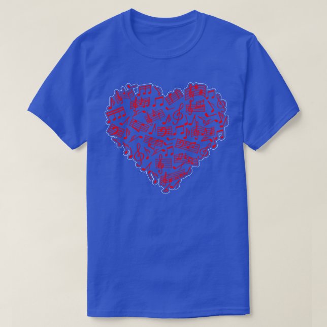 T-shirt Notes musicales de forme cardiaque Amateurs de mus (Design devant)