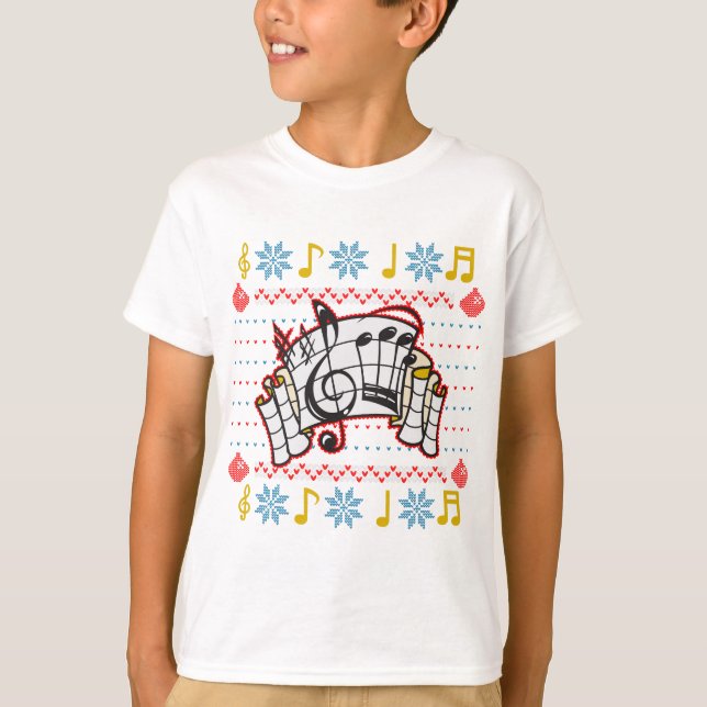 T-shirt Notes musicales de Noël affreuses (Devant)