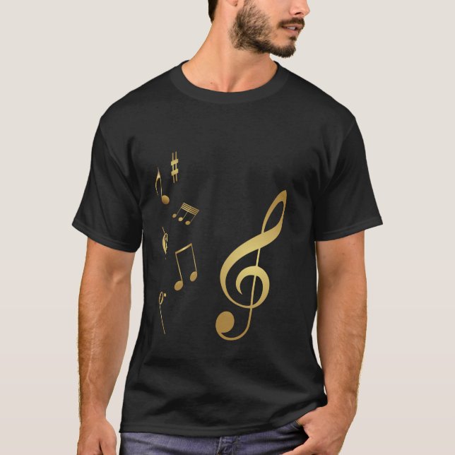 T-shirt Notes musicales - Gold Music Notes (Devant)