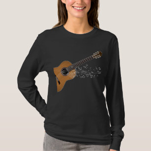 T-shirt Notes musicales graphiques de guitare acoustique V