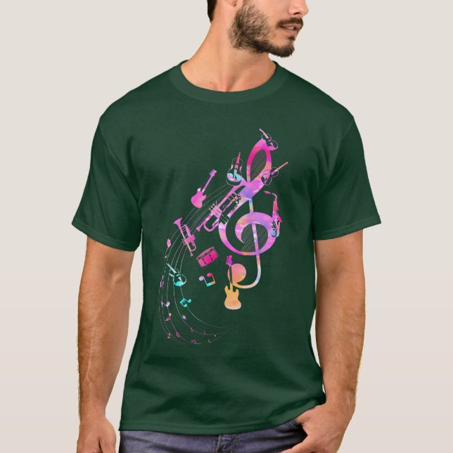 T-shirt Notes musicales Musicianreble retro (Devant)