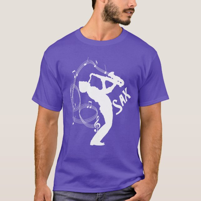T-shirt Notes musicales Saxophone Player Cool Graphisme (Devant)