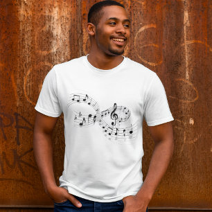 T-shirt Notes Musicales Sur Une Ligne D'Employé Mens T-Shi