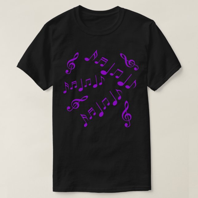 T-shirt Notes musicales violettes (Design devant)