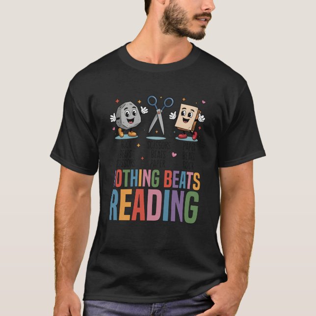 T-shirt Nothing Beats Reading Rock Paper Scissors Swea (Devant)