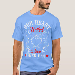 T-shirt Notre Coeur Unis dans l'amour depuis 1992 Happy Ma