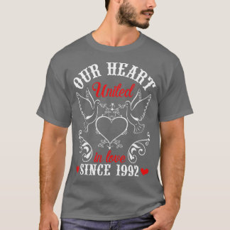 T-shirt Notre Coeur Unis dans l'amour depuis 1992 Happy Ma