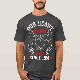 T-shirt Notre Coeur Unis dans l'amour depuis 1994 Happy Ma
