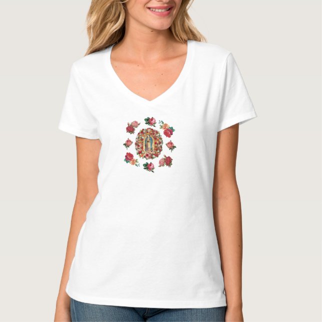 T-shirt Notre-Dame de Guadalupe Roses Potpourri (Devant)