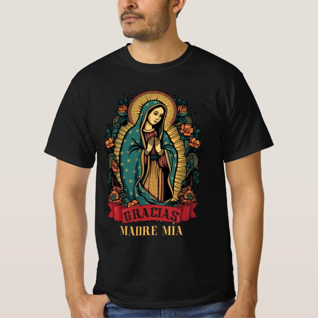 T-shirt Notre Dame Virgen De Guadalupe Vierge Marie Gracia (Devant)
