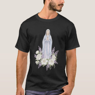 T-shirt Notre Dame White Floral Prière catholique