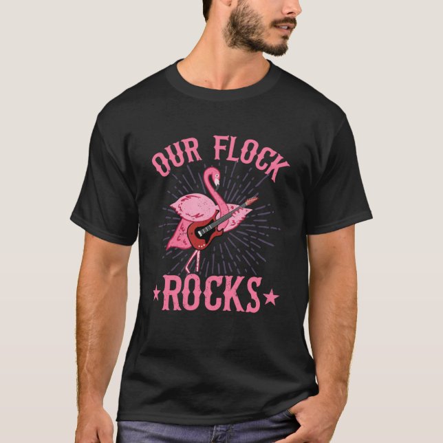 T-shirt Notre Flock Rocker Flamant rose Musique Rose Maman (Devant)