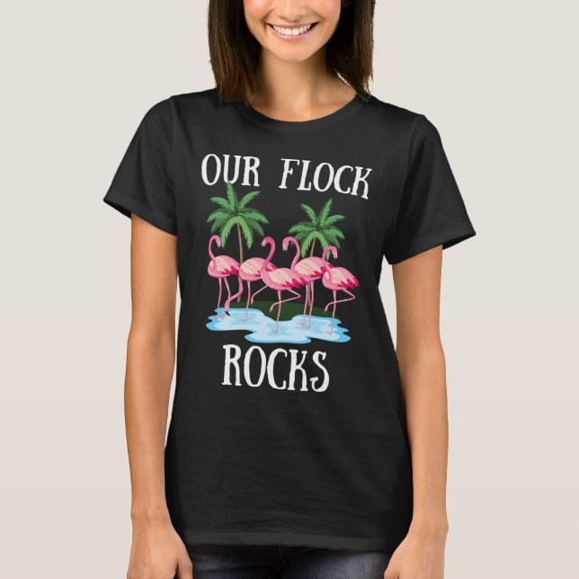 T-shirt Notre Flock Rocks Flamants roses Lover Famille Vac (Devant)