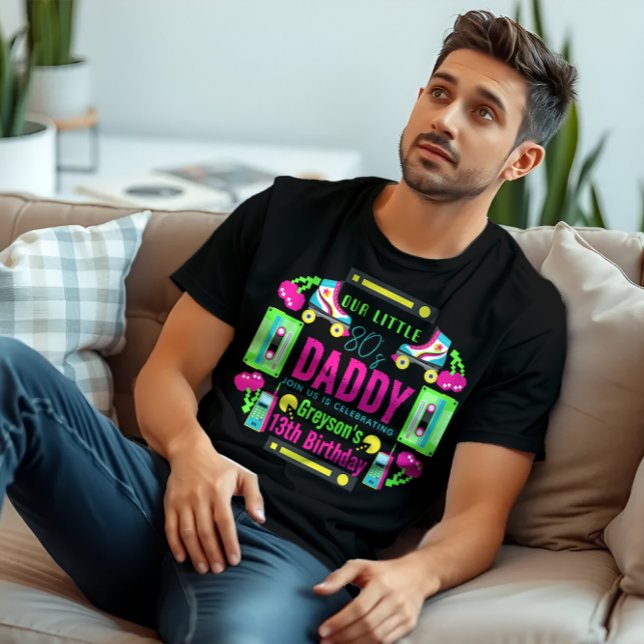 T-shirt notre petite fête d'anniversaire Retro Neon 80's (Créateur téléchargé)