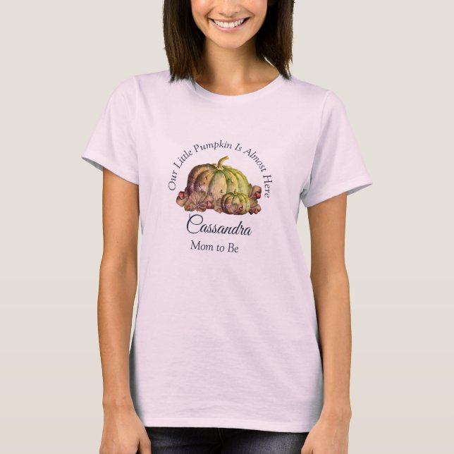T-shirt Notre Petite Fille Citrouille Rose | Baby shower M (Devant)
