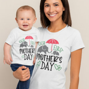 T-shirt Notre premier éléphant et parapluie pour la fête d