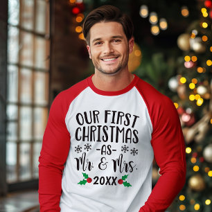 T-shirt Notre premier Noël en tant que M. et Mme jeunes ma