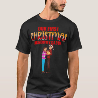 T-shirt Notre premier Noël en tant que maman et papa bébé 