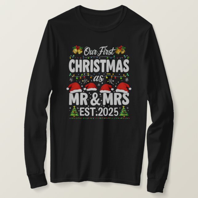 T-shirt Notre Premier Noël En Tant Que Monsieur Et Madame  (Design devant)