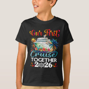 T-shirt Notre première croisière 2026 ensemble Mignon coup