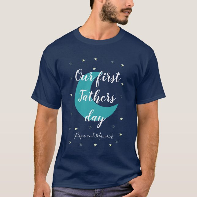 T-shirt Notre première étoile de Fête des pères et lune (Devant)