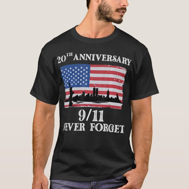 T-shirt N'oubliez jamais 9_11 20e anniversaire 2021 Drapea (Devant)