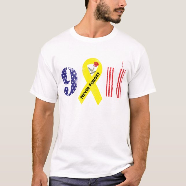 T-shirt N'oubliez jamais 9 11 Ruban jaune (Devant)