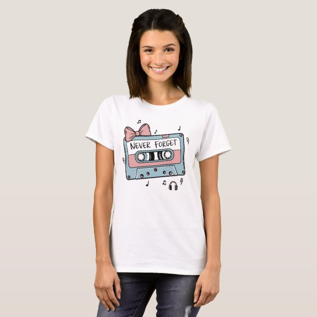 T-shirt N'oubliez jamais cassette ruban rétro (Devant entier)